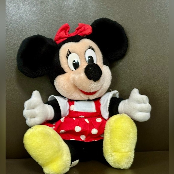 Vintage Disney Parks Minnie Mouse Plush Doll 12” Red Polka Dot Dress Disneyland - Picture 1 of 7